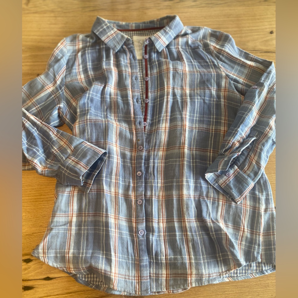 Kyla‎ Seo Blue White Long Sleeve Button Down Shirt Women’s Small Preloved